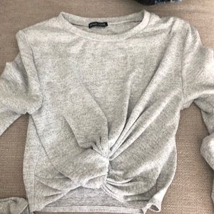 Grey long sleeve crop top